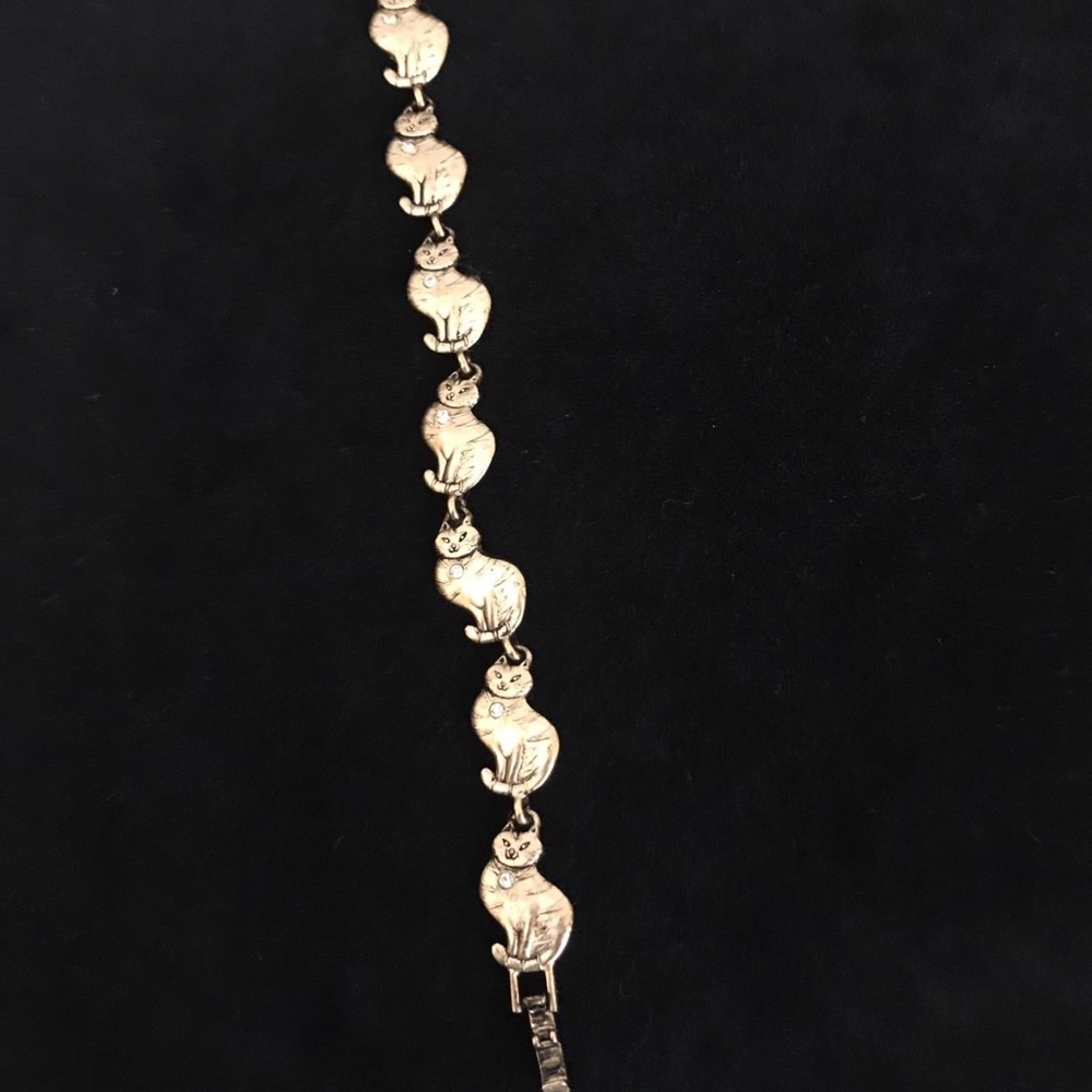 Sitting Cats Gold Toned  Rhinestone Bracelet - Picture 4 of 8